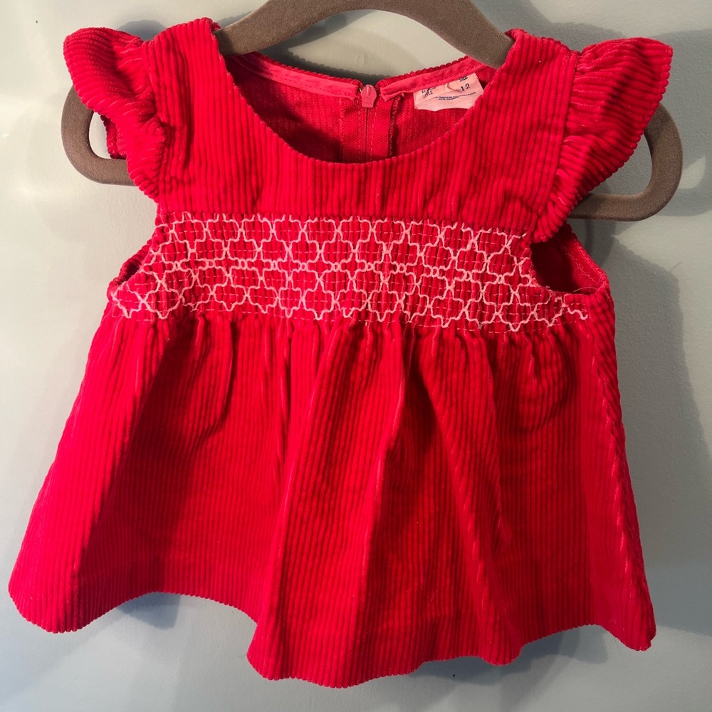 Sweet Vintage Red Corduroy Dress Made in Canada Size 12 Months
